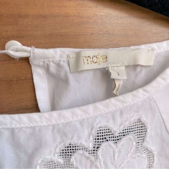 Maje Raolita Embroidered Cotton-Poplin Deess. size 1 - Picture 5 of 8
